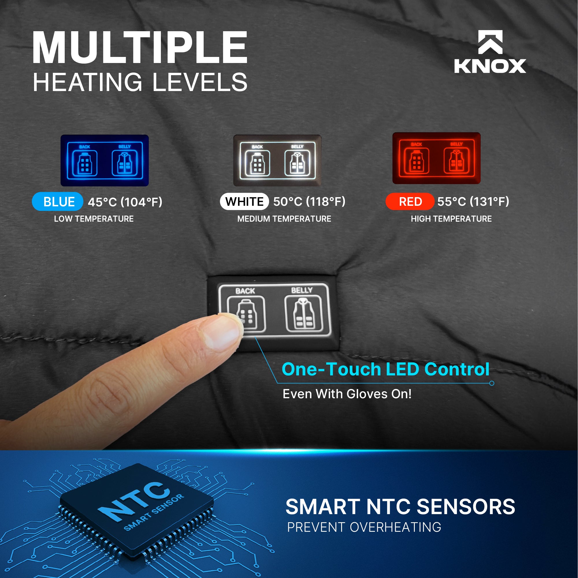 KNOX Heated Vest with Battery Pack, 9 Heating Zones