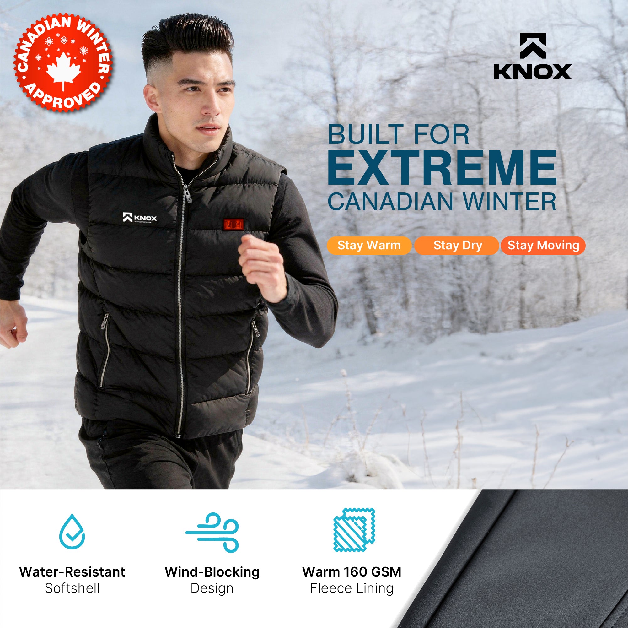 KNOX Heated Vest with Battery Pack, 9 Heating Zones