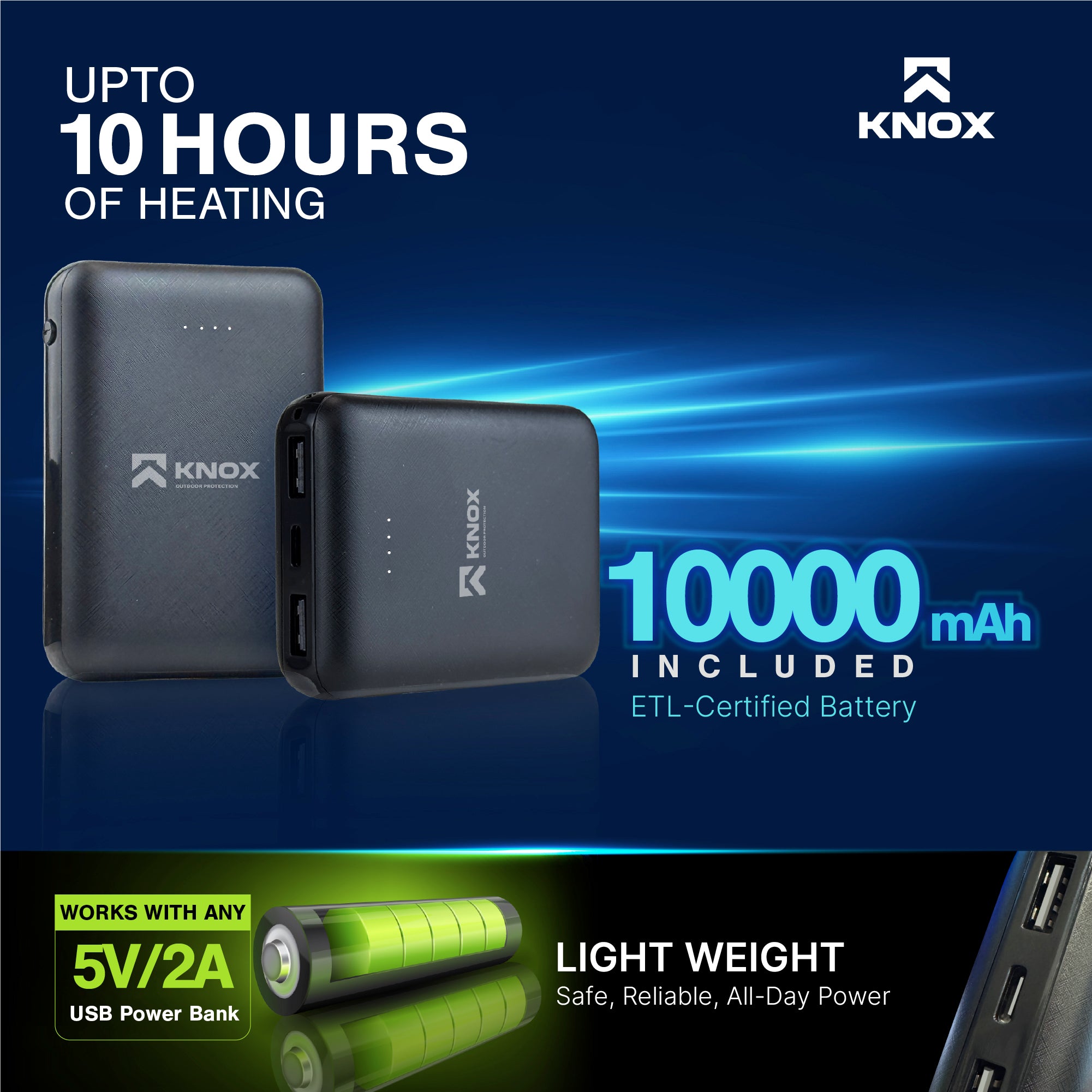 KNOX Heated Vest with Battery Pack, 9 Heating Zones