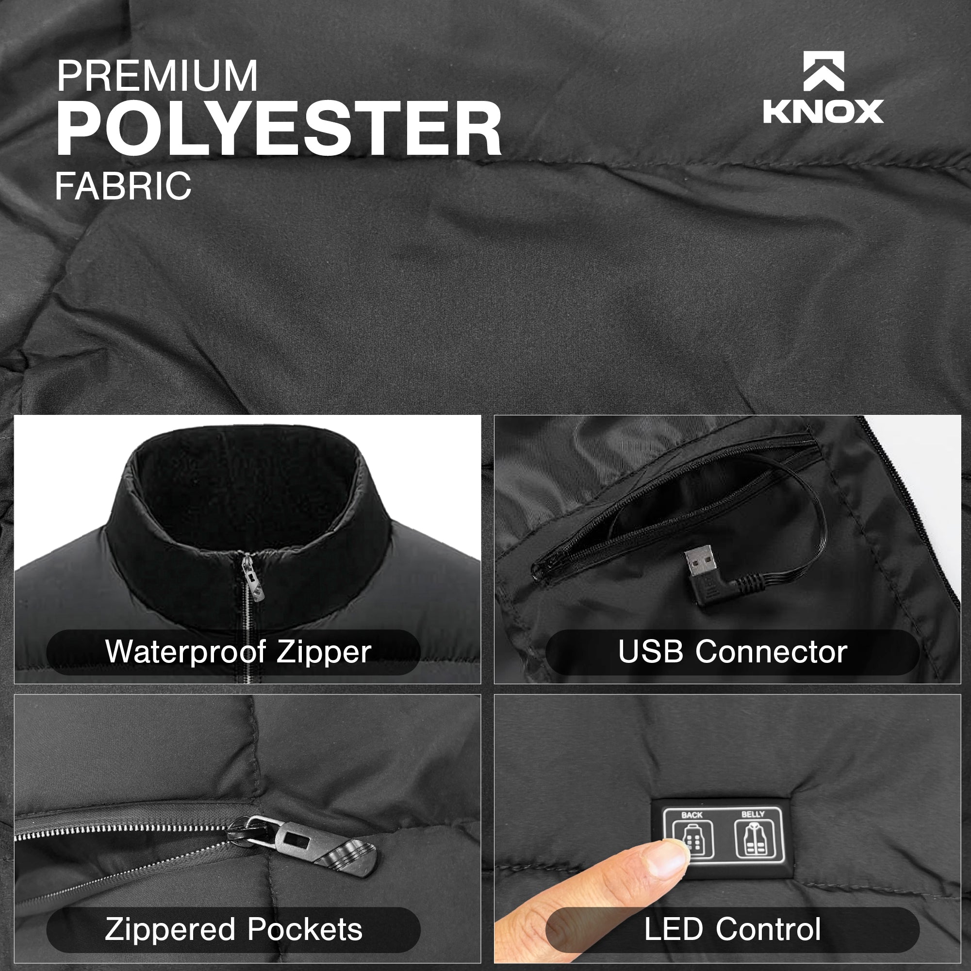 KNOX Heated Vest with Battery Pack, 9 Heating Zones