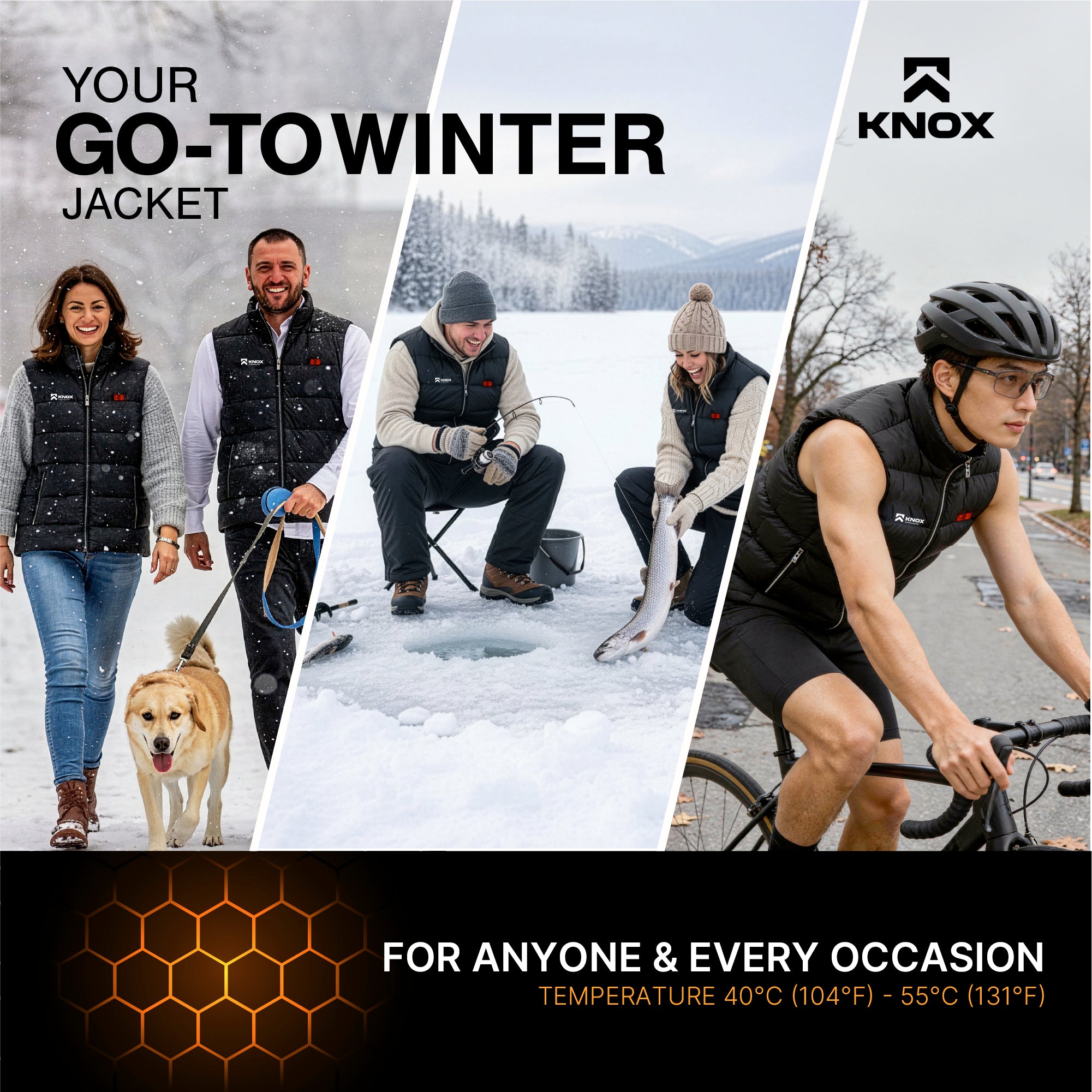 KNOX Heated Vest with Battery Pack, 9 Heating Zones