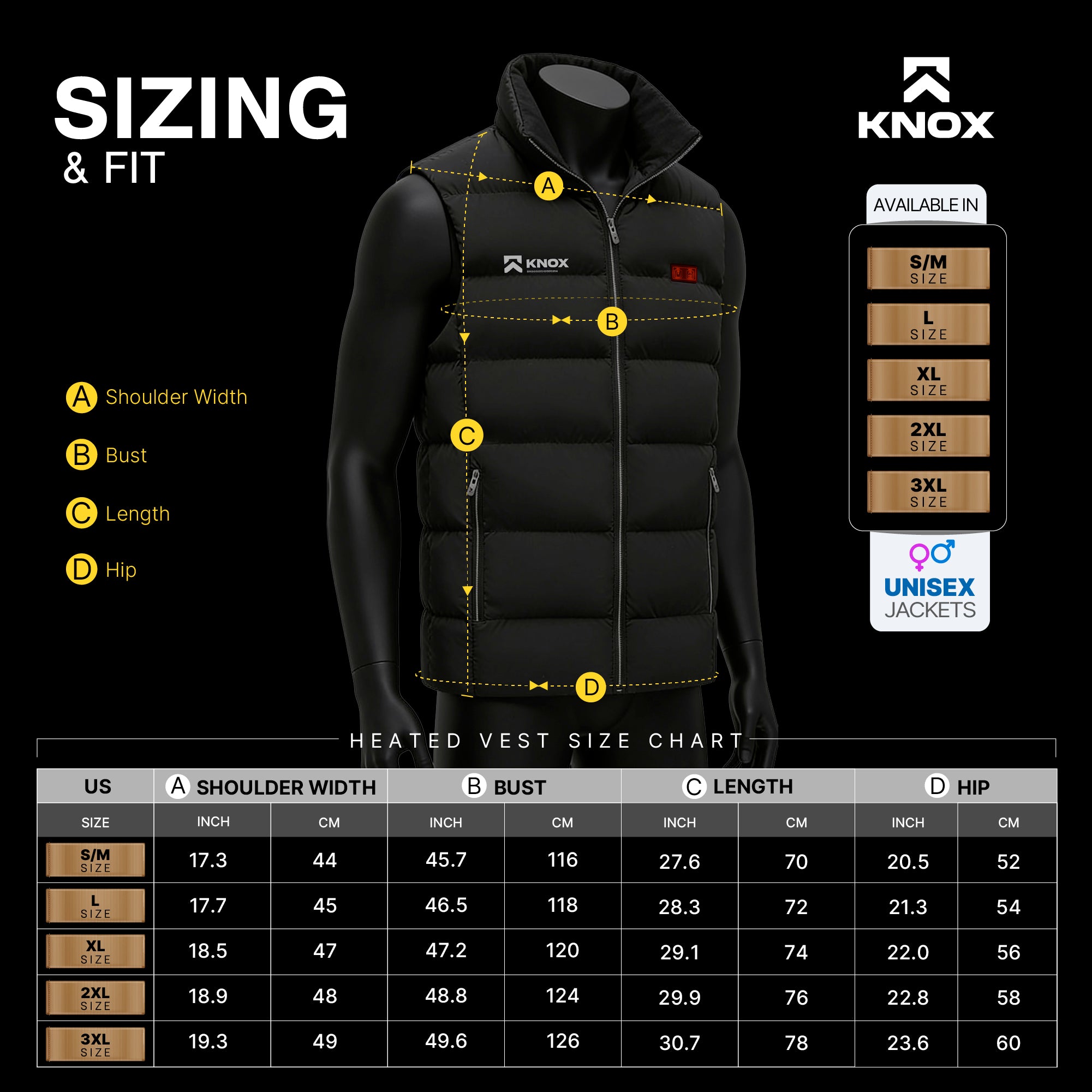 KNOX Heated Vest with Battery Pack, 9 Heating Zones