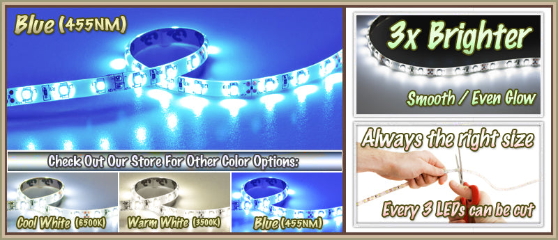 16.4' Feet Blue 300 LEDs Light SMD3528 On/Off Switch Control Kit 110V Plug
