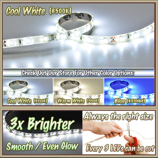 3.3' Feet Cool White 60 LEDs Light Remote Control Dimmer Kit SMD3528 110V Plug