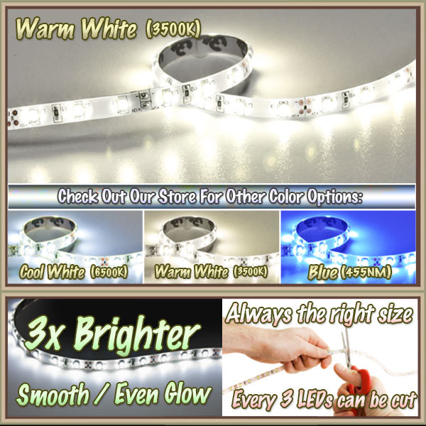 32.8' Feet Warm White 600 LEDs Light Remote Control Dimmer Kit SMD3528 110V Plug