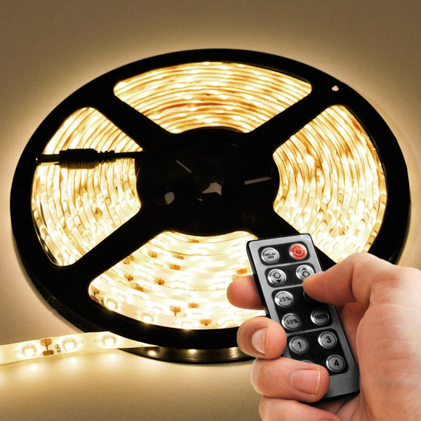 32.8' Feet Warm White 600 LEDs Light Remote Control Dimmer Kit SMD3528 110V Plug