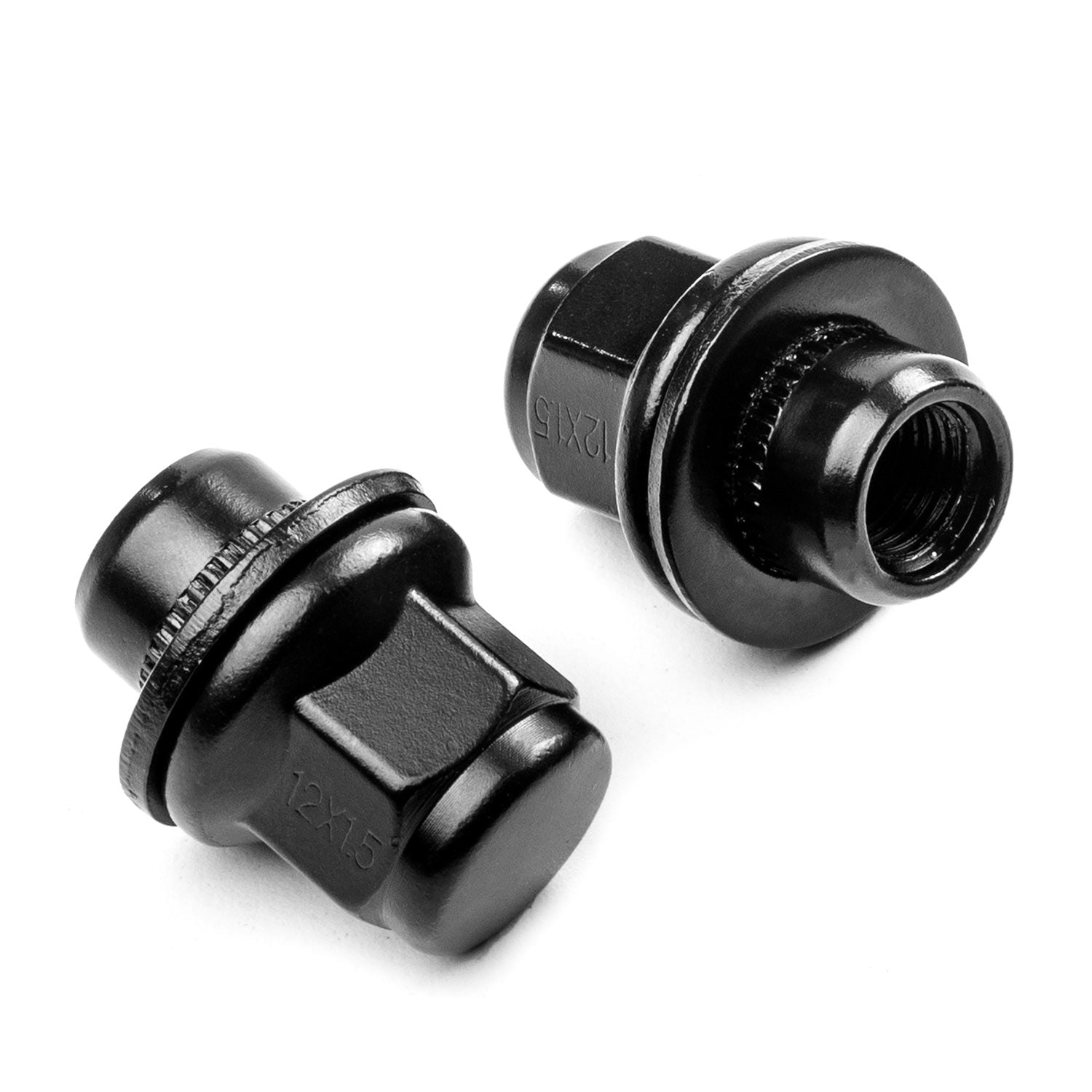 24x Black 12x1.5 Hex Lug Nuts - Wheel Lug Nuts Mag Seat with Swaged Washer