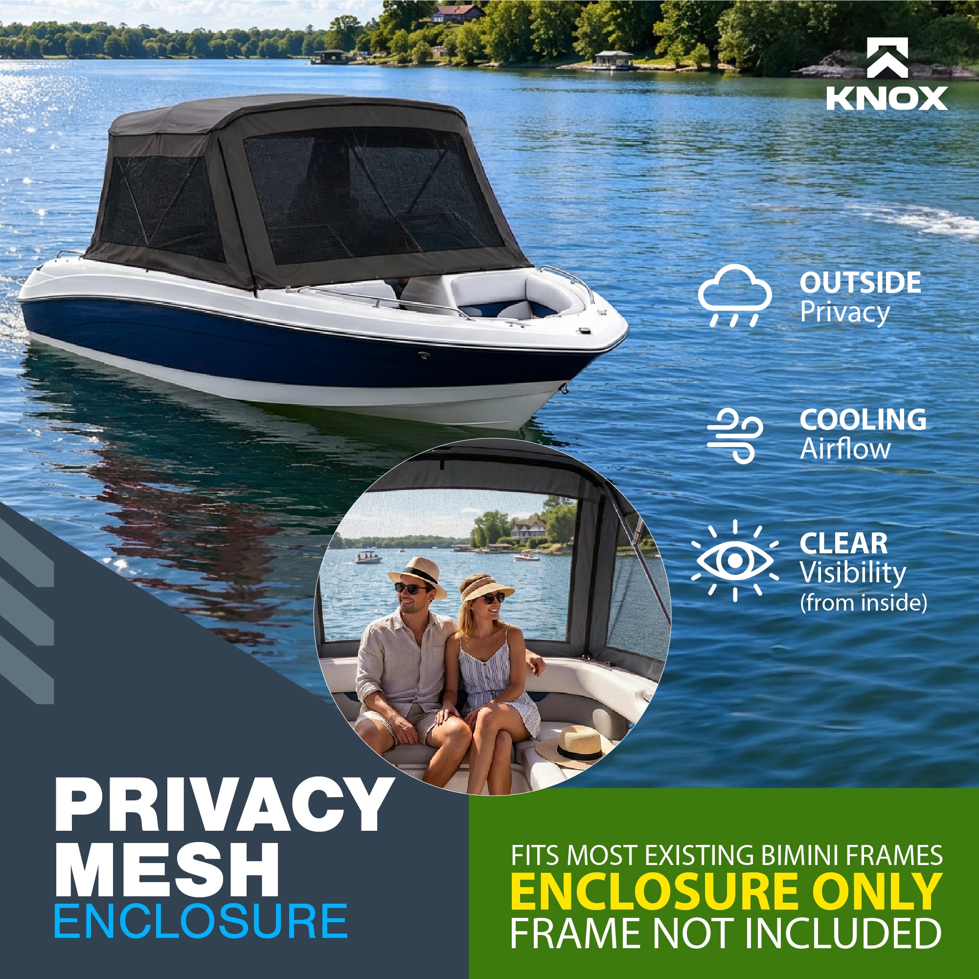 KNOX Universal 3 Bow Bimini Mesh Enclosure Only