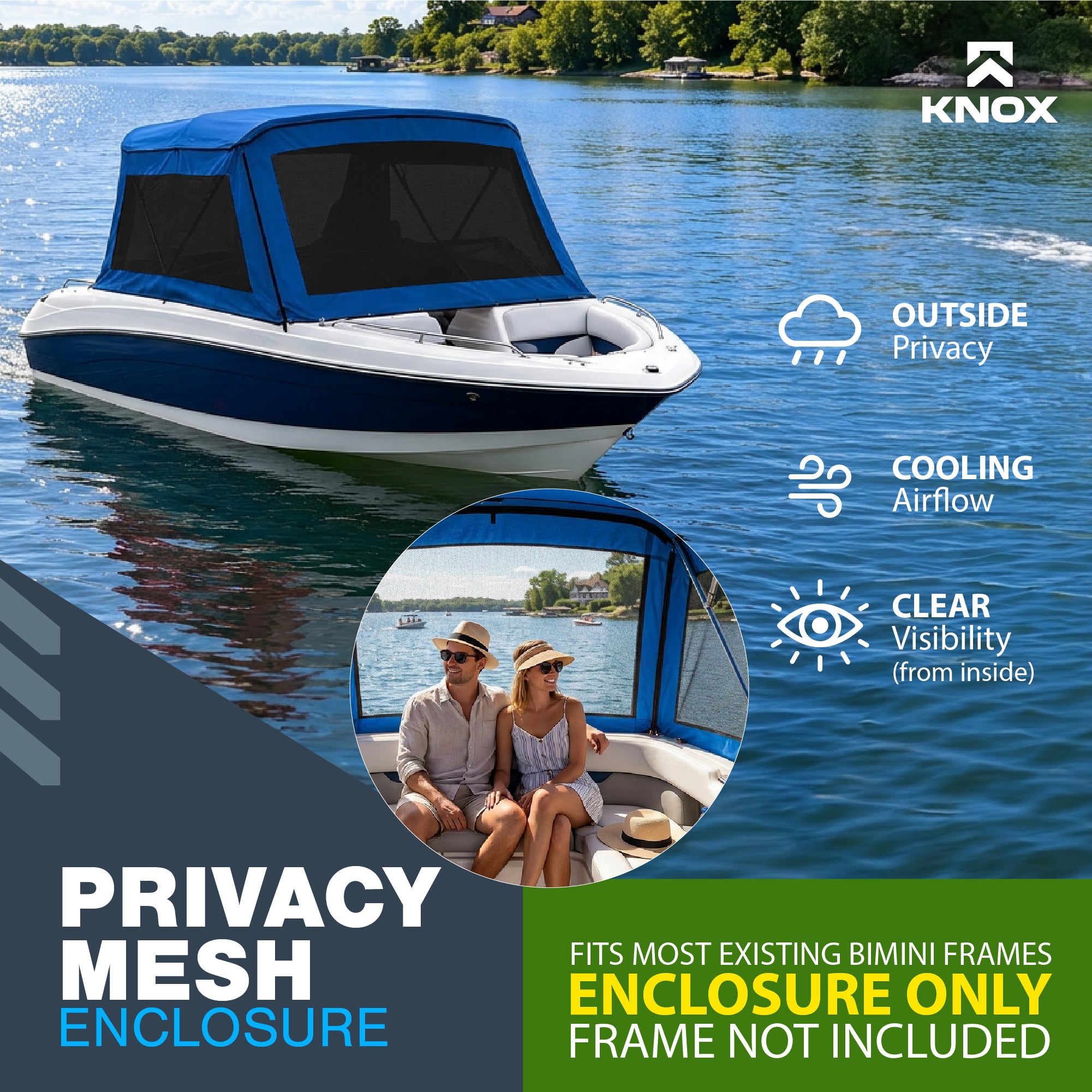 KNOX Universal 3 Bow Bimini Mesh Enclosure Only