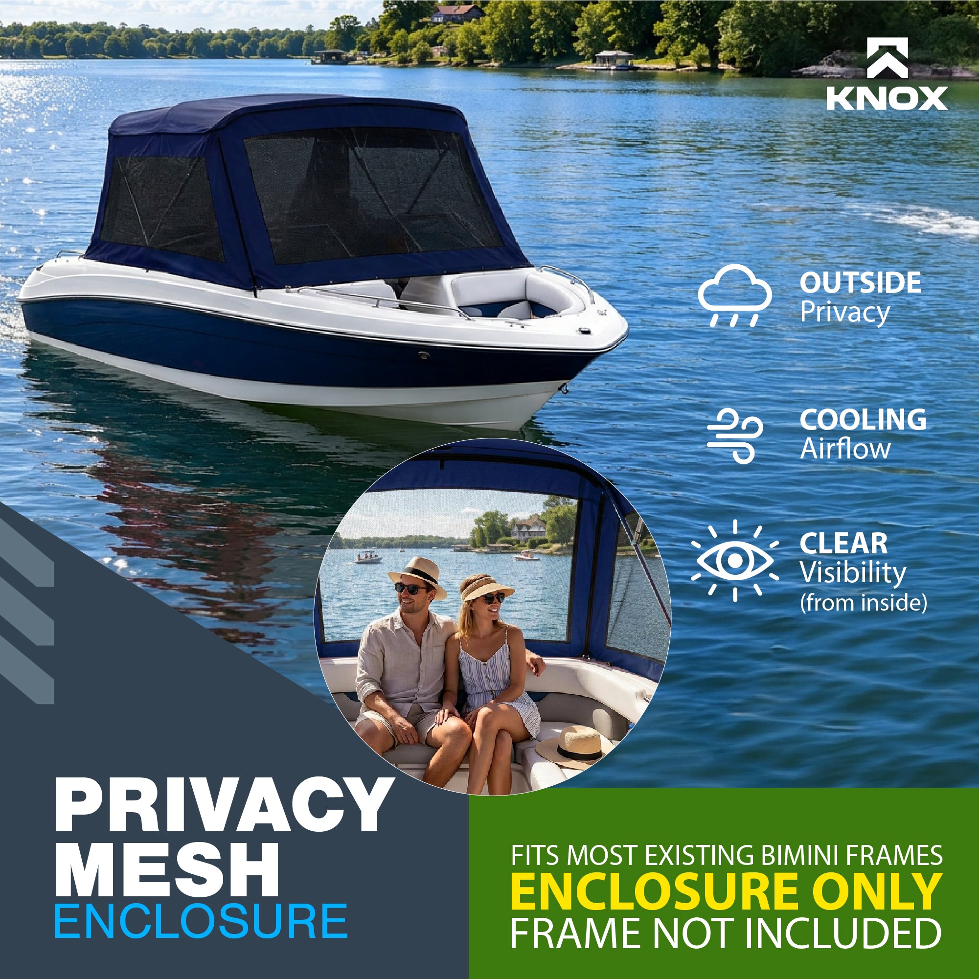 KNOX Universal 3 Bow Bimini Mesh Enclosure Only