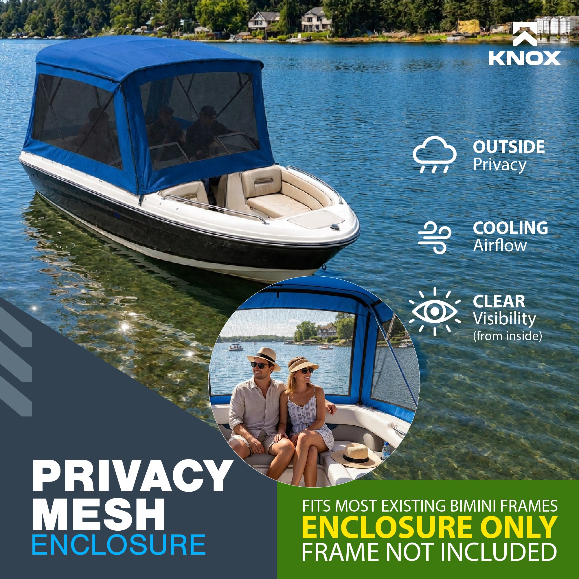 KNOX Universal 4 Bow Bimini Mesh Enclosure Only
