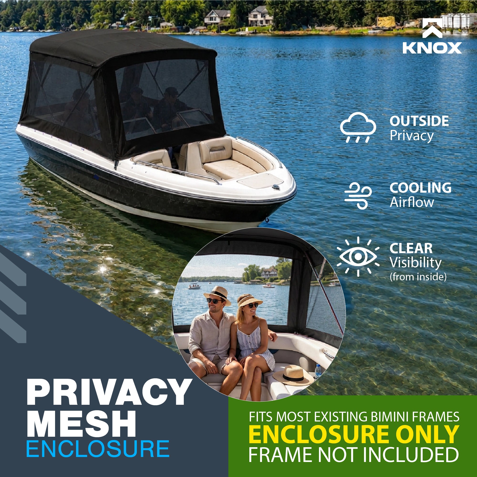 KNOX Universal 4 Bow Bimini Mesh Enclosure Only