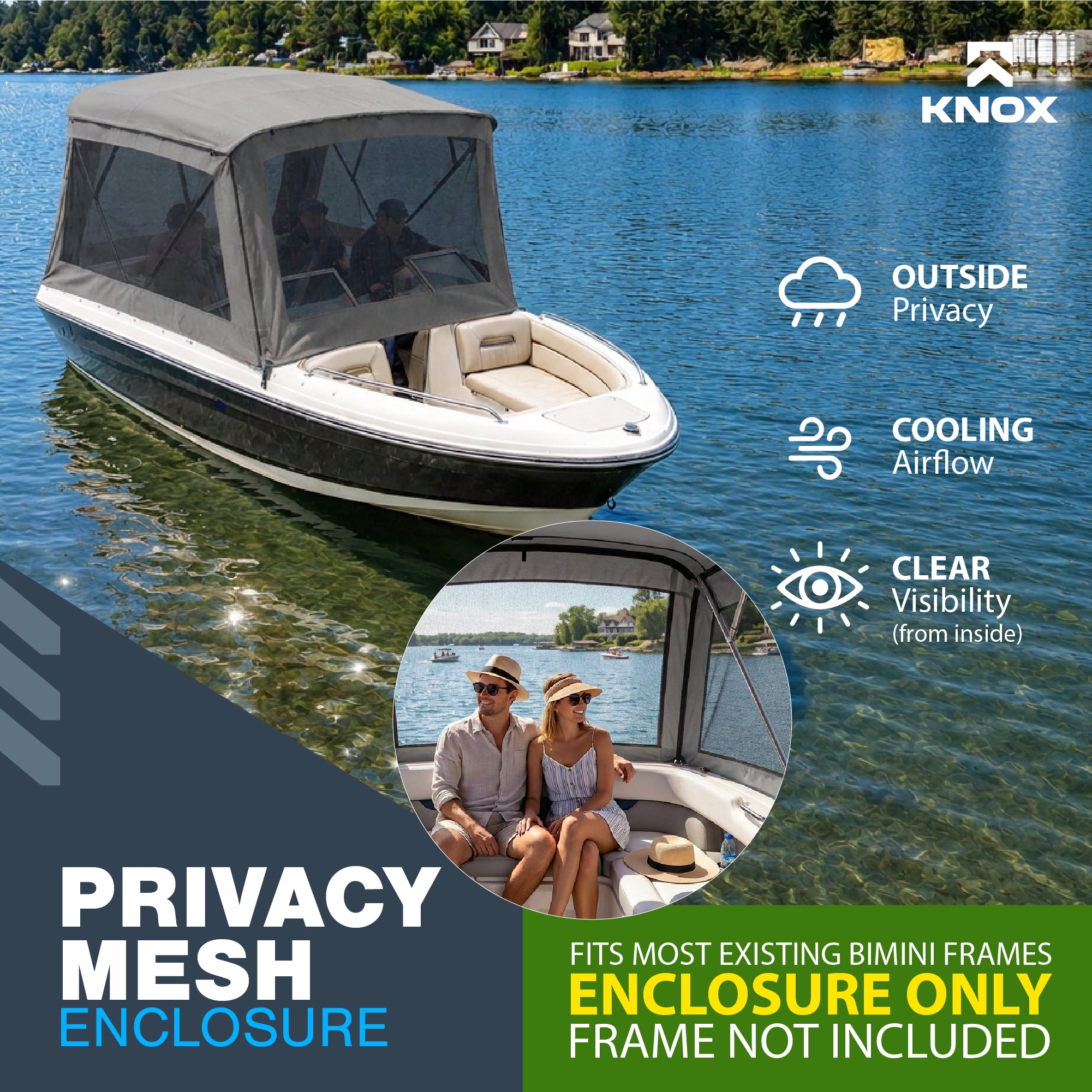KNOX Universal 4 Bow Bimini Mesh Enclosure Only