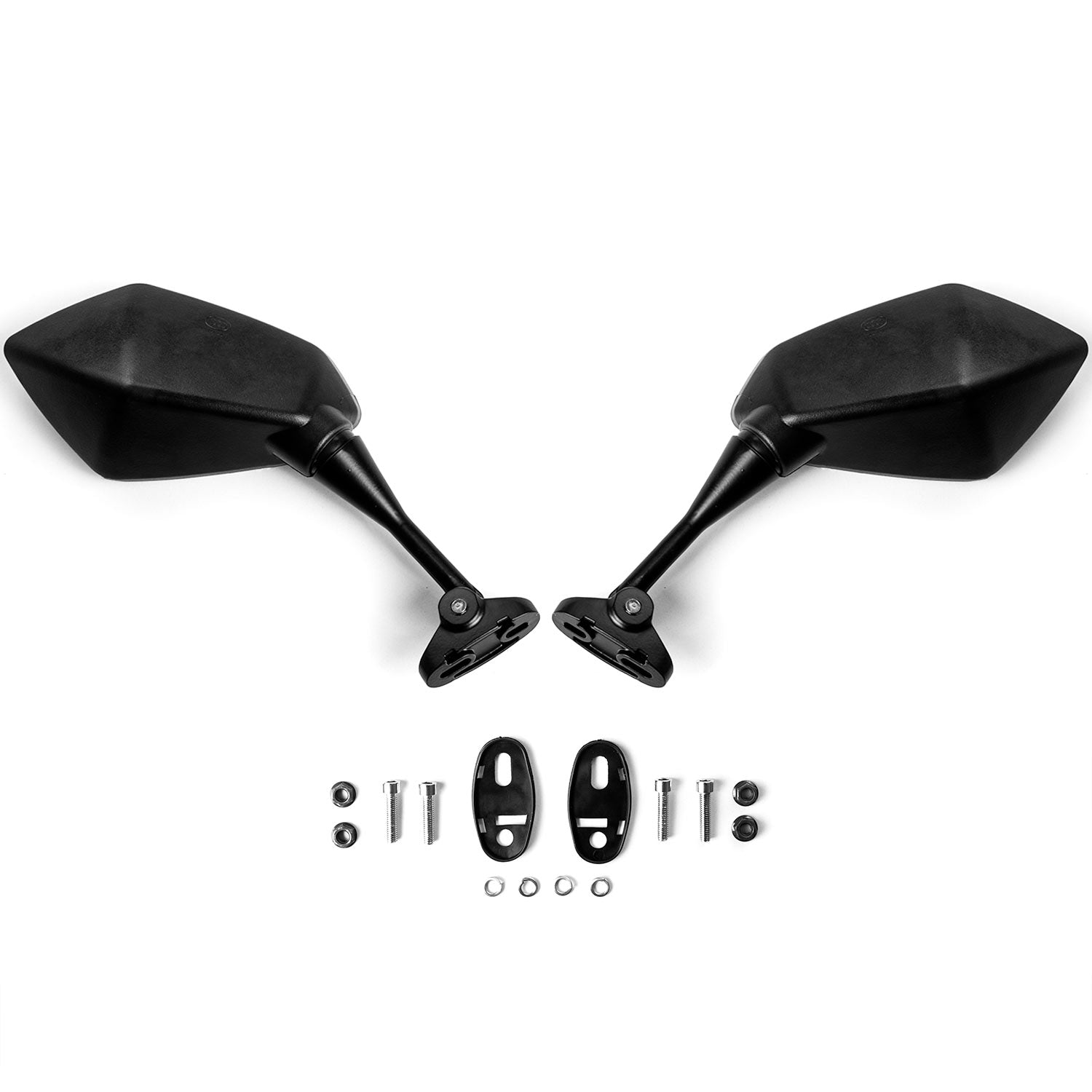 Black Universal Motorcycle Mirrors Sport Bike 2 Mounting Points Rear View Mirror