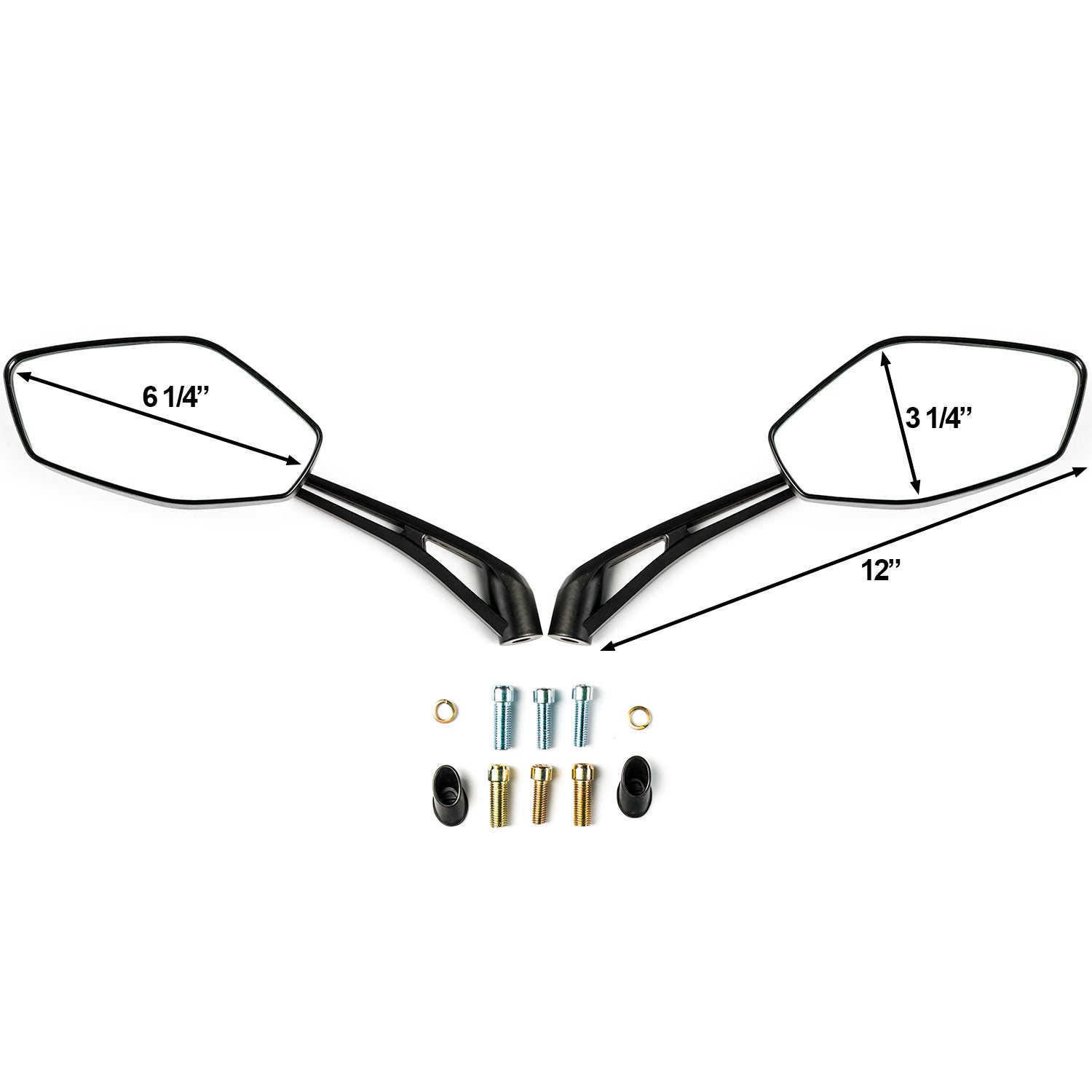 Black Universal Motorcycle Mirrors Cruiser Sport Bike Chopper Rear View Mirror