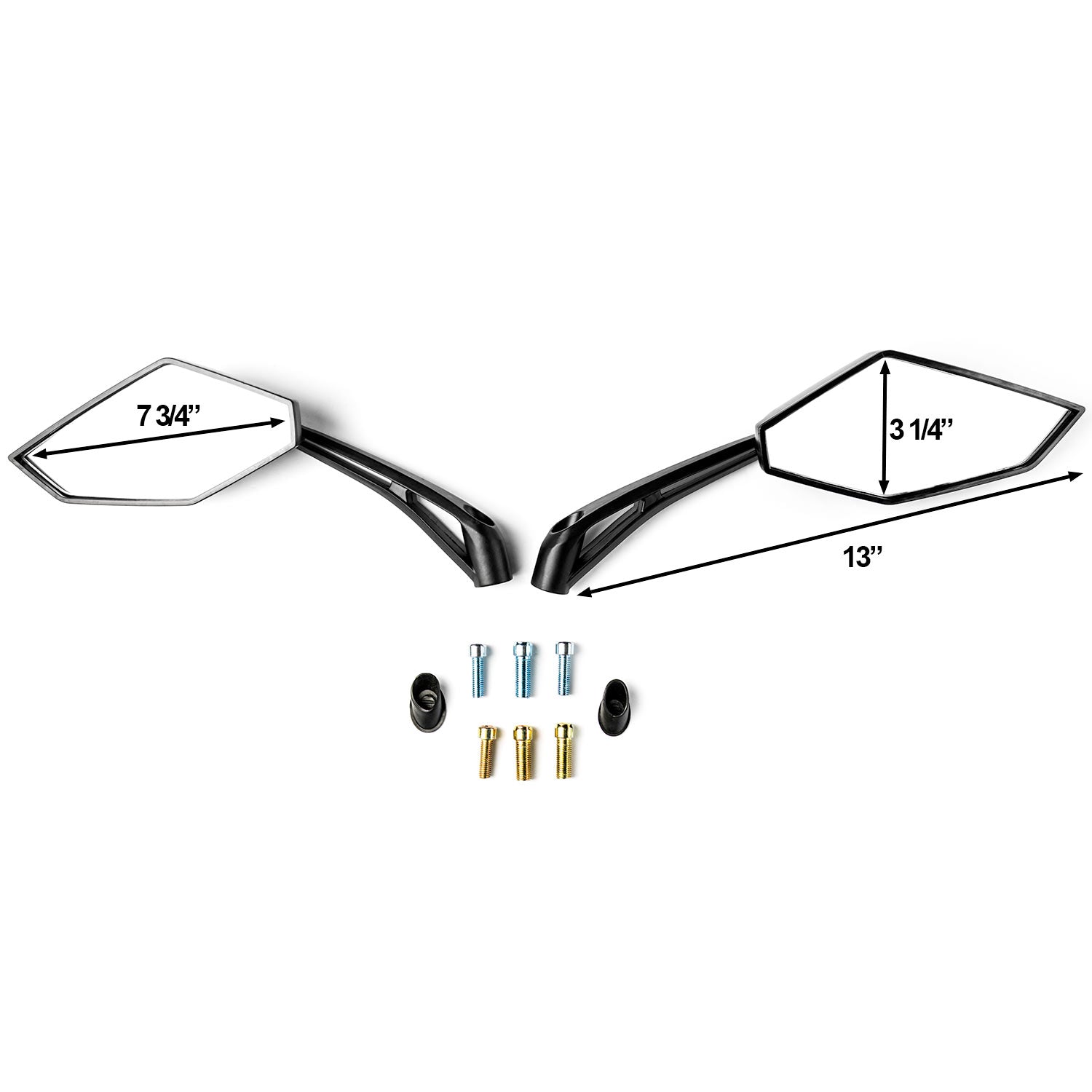 Black Universal Motorcycle Mirrors Cruiser Sport Bike Chopper Rear View Mirror