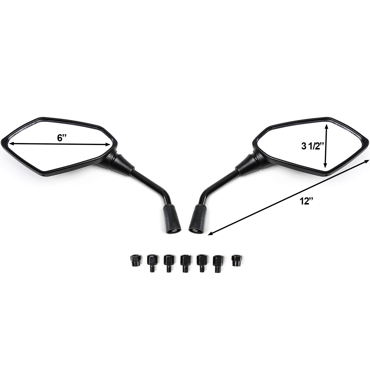 Black Universal Motorcycle Mirrors Cruiser Sport Bike Chopper Rear View Mirror