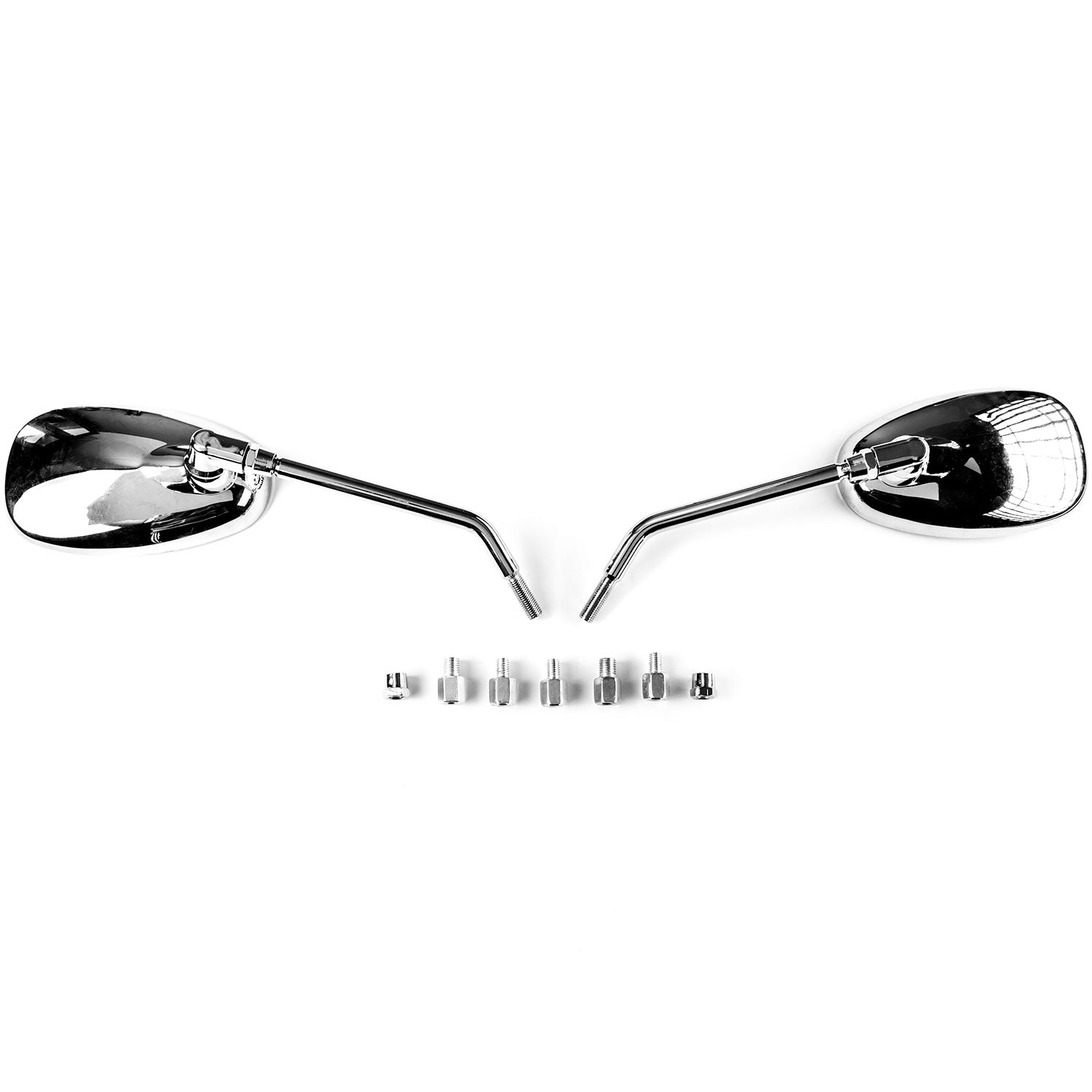Chrome Universal Motorcycle Mirrors Cruiser Sport Bike Chopper Rear View Mirror