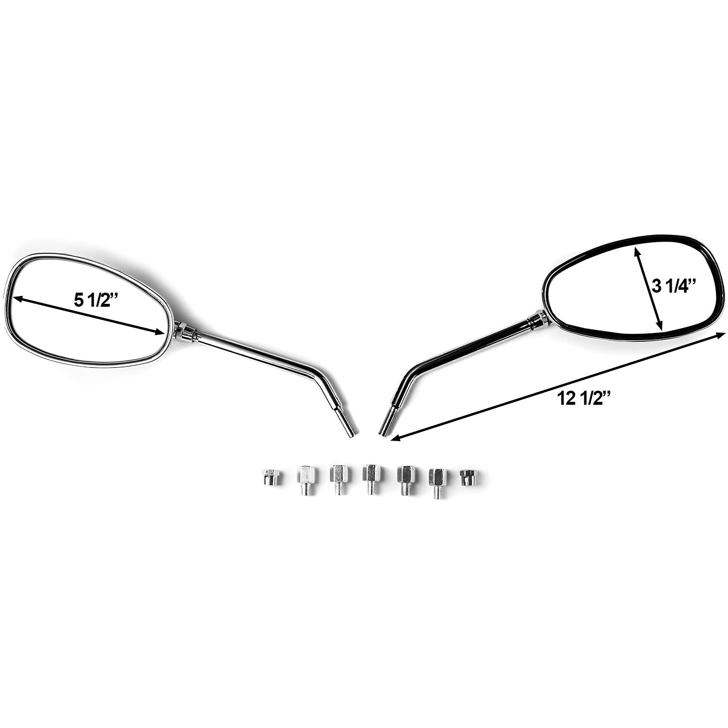 Chrome Universal Motorcycle Mirrors Cruiser Sport Bike Chopper Rear View Mirror