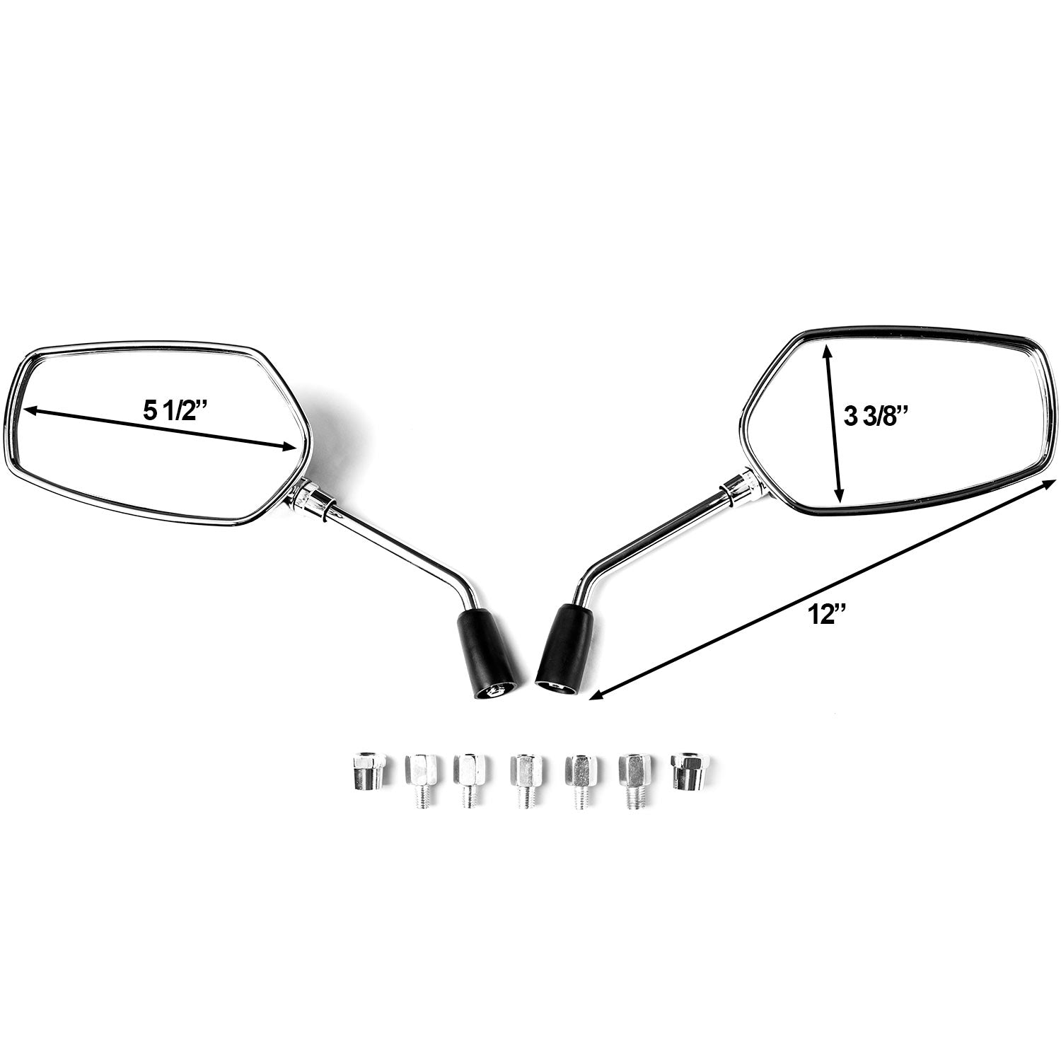 Chrome Universal Motorcycle Mirrors Cruiser Sport Bike Chopper Rear View Mirror
