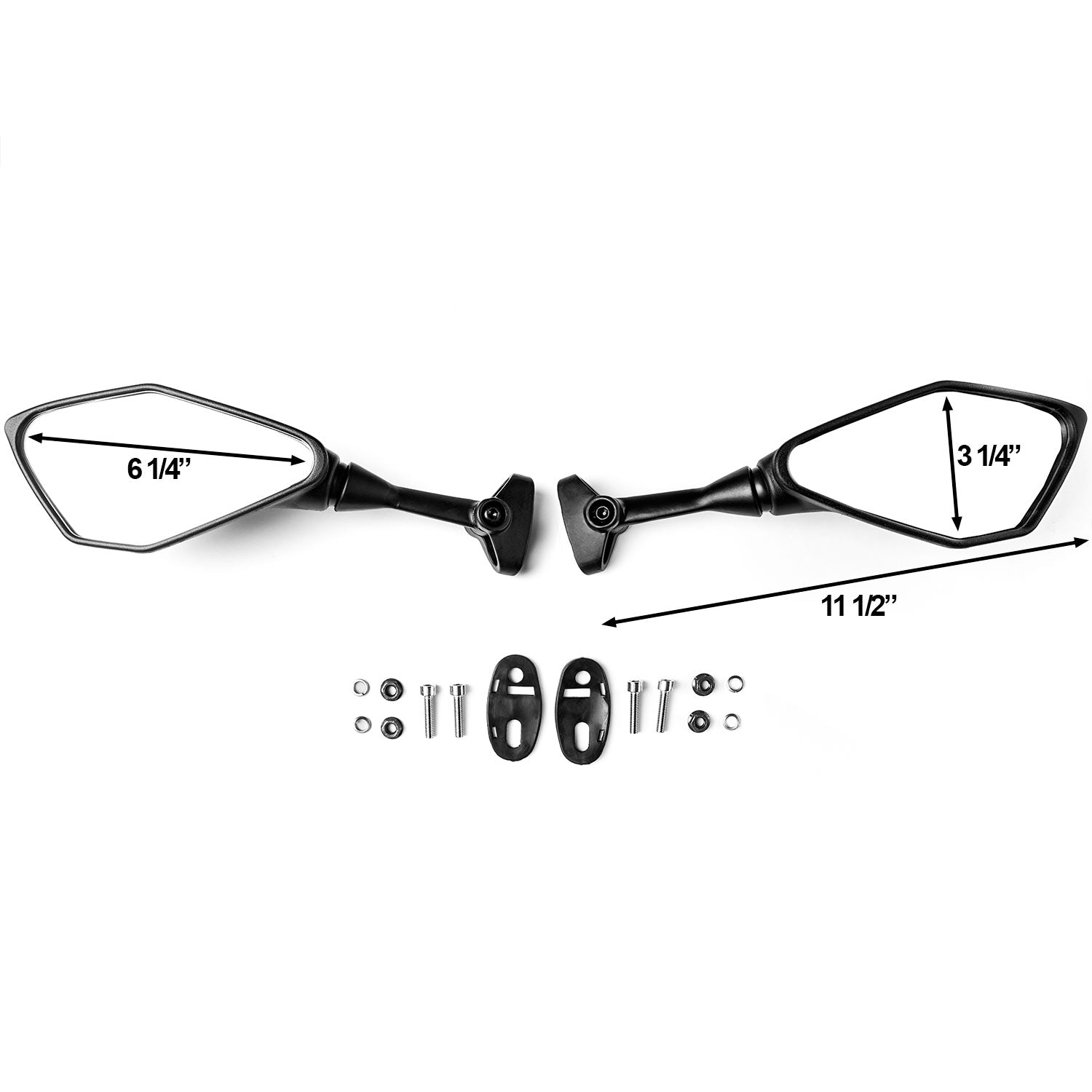 Black Universal Motorcycle Mirrors Sport Bike 2 Mounting Points Rear View Mirror