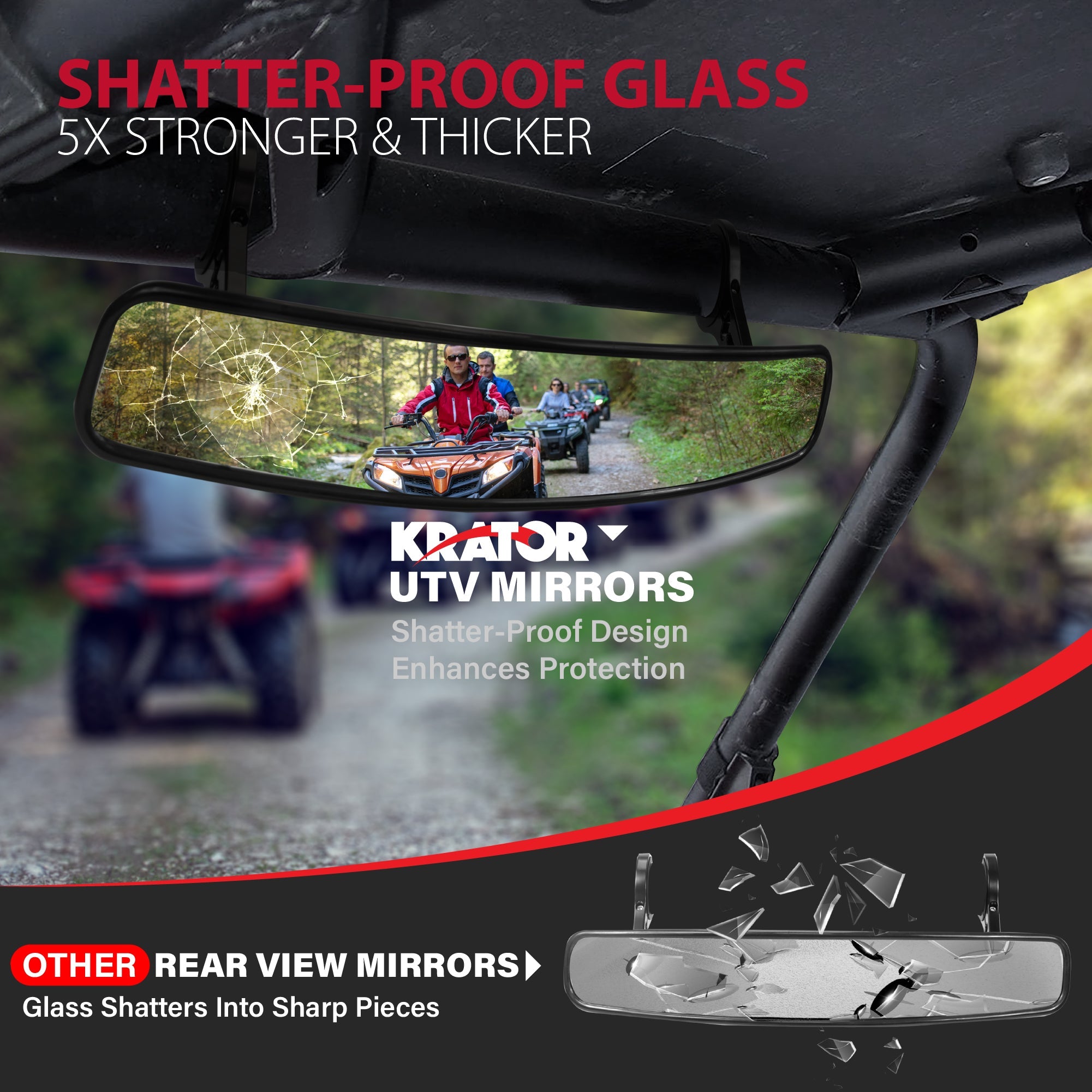 Krator UTV Mirror 1.75" & 2" Bars