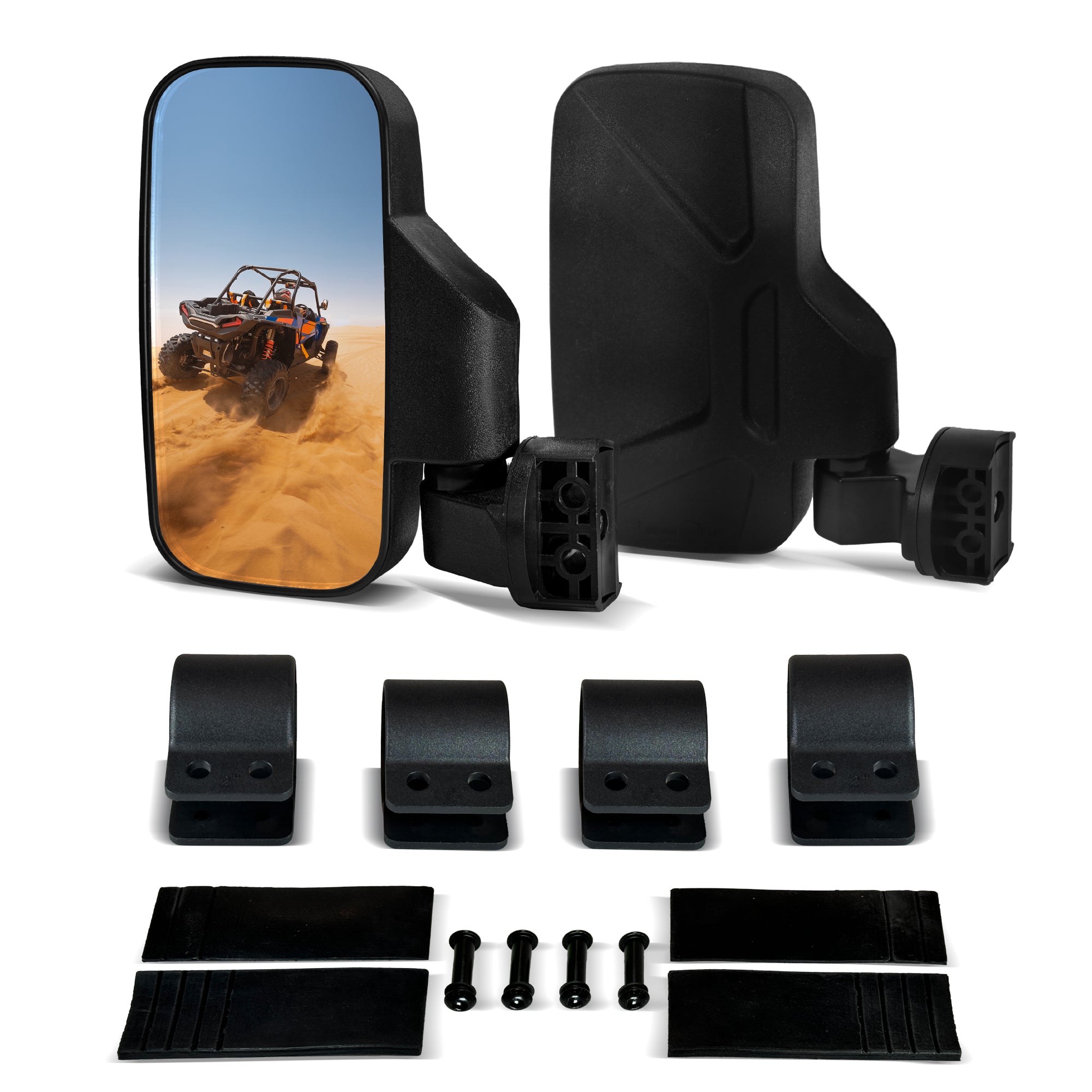 Krator UTV Side Mirrors for 1.6"- 2" Roll Bar Cage, Adjustable UTV Mirrors