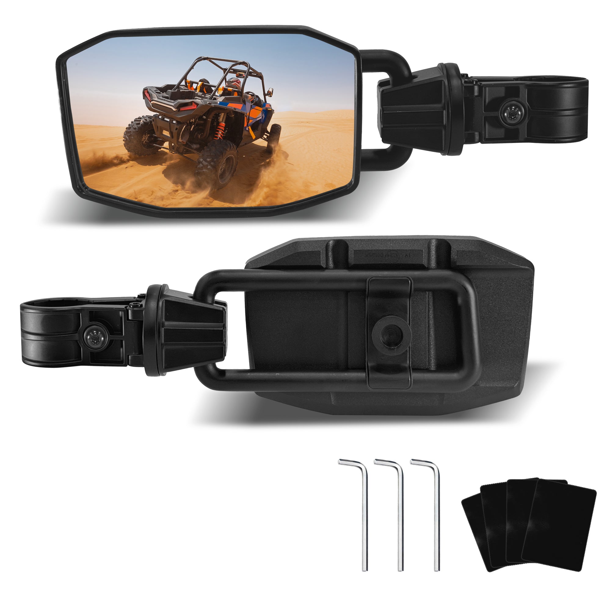 Krator UTV Side Mirrors for 1.75"-2" Roll Bar Cage, Adjustable UTV Mirrors