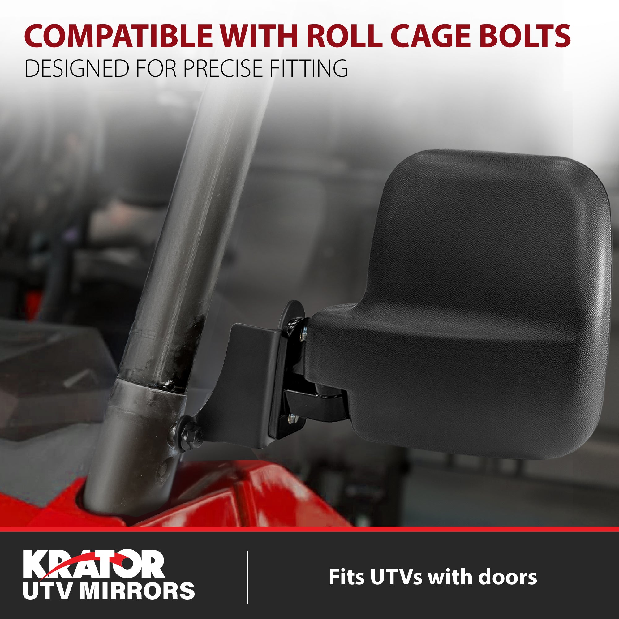 Krator UTV Side Mirrors for Roll Cage Bolts, Adjustable Convex UTV Mirrors