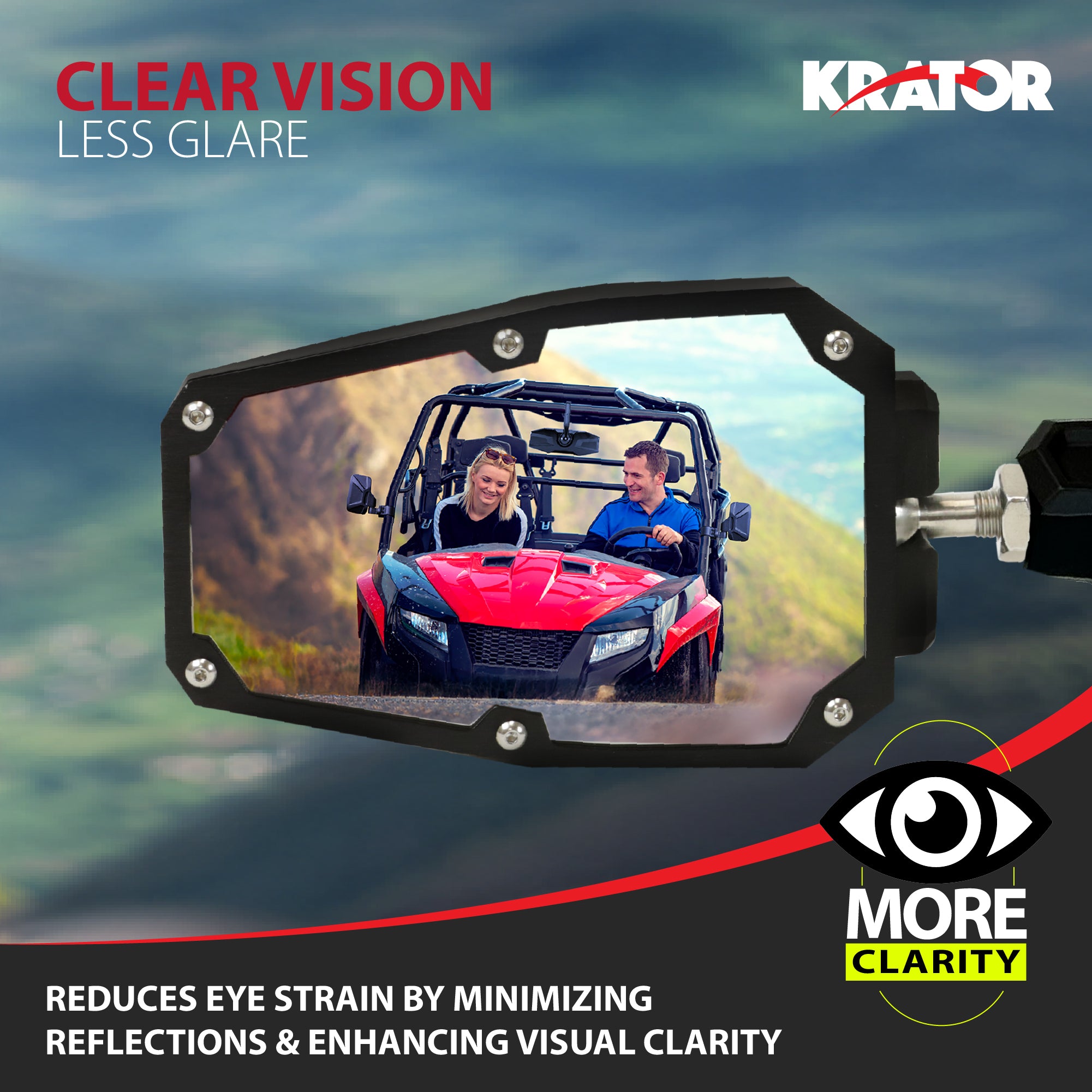 Krator Adjustable UTV Side Mirrors for 1.5"-2" Roll Bar Cage with Windshield