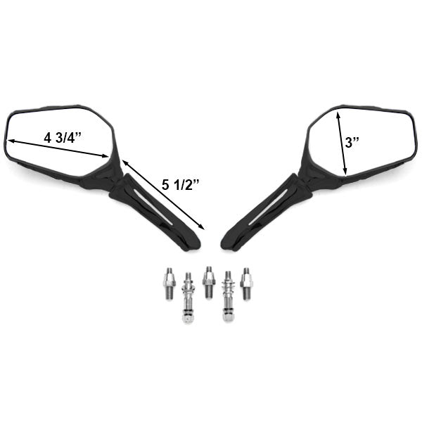 Custom Black Motorcycle Skeleton Bone Hands Mirrors with Skeleton Arms - Free Adapters