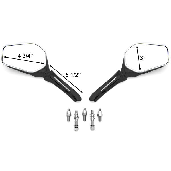 Black and Chrome Skeleton Hand Mirrors Universal Motorcycle Cruiser M8 M10 H-D