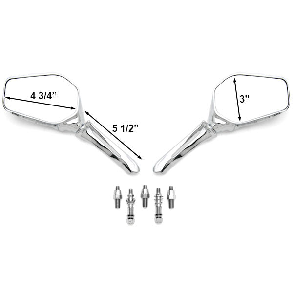 Chrome and Black Skeleton Hand Mirrors Universal Motorcycle Cruiser M8 M10 H-D