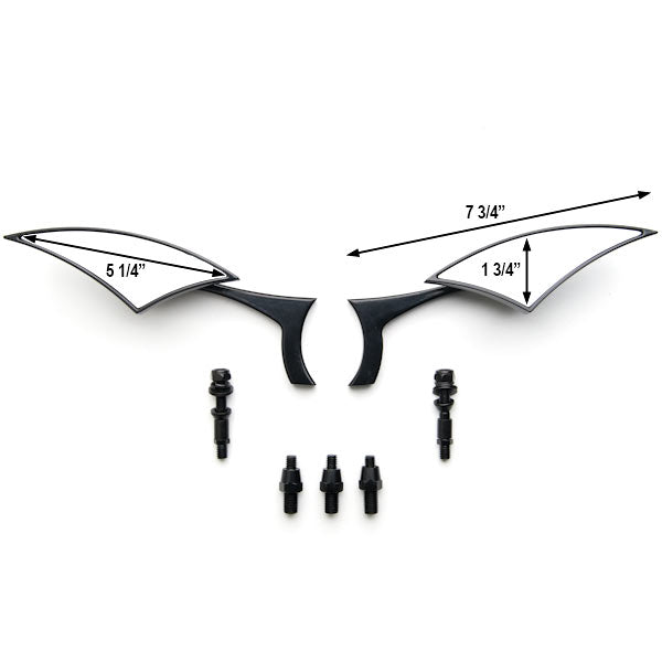 Black Diamond Twist Universal Custom Motorcycle Mirrors - Free Adapters