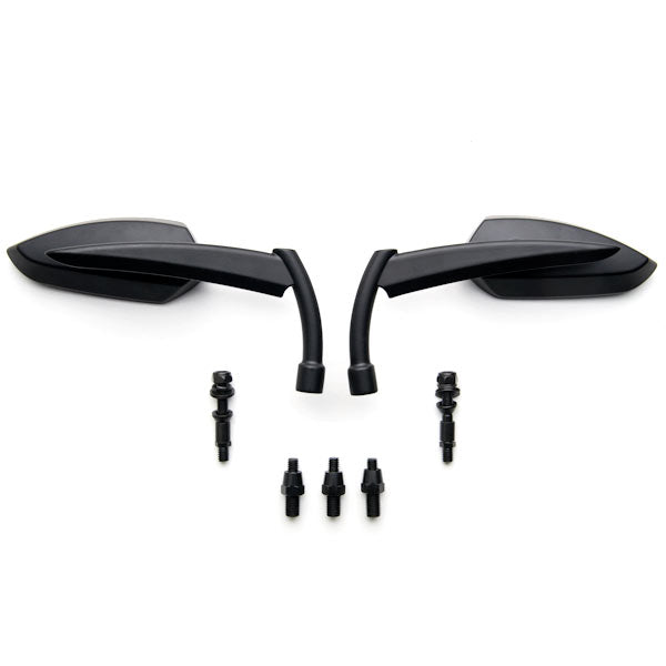 Black Grim Reaper Universal Custom Motorcycle Mirrors - Free Adapters
