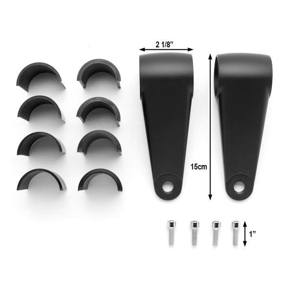 Black Universal Polished Aluminum Headlight Fork Mounting Brackets Fits 35mm, 39mm, and 41mm Forks