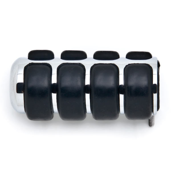 New Chrome Round Shift Peg Cover Brake Toe Heel Shifter Pedal Pad Black Rubber