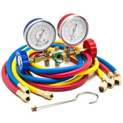 HVAC R12 R22 R502 A/C Diagnostic Manifold Gauge Kit w/ 3 Color 60" Charging Hose