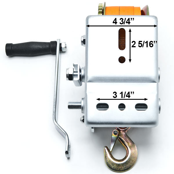 New Hand Crank Strap Winch 2000lb Jet Ski ATV Boat Trailer Tow Marine Heavy Duty