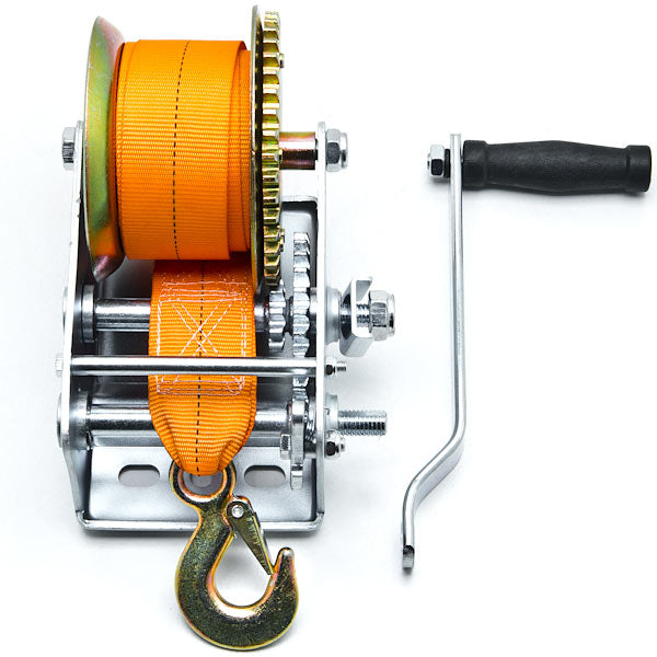 New Hand Crank Strap Winch 2000lb Jet Ski ATV Boat Trailer Tow Marine Heavy Duty