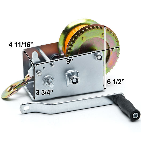 New Hand Crank Strap Winch 2000lb Jet Ski ATV Boat Trailer Tow Marine Heavy Duty