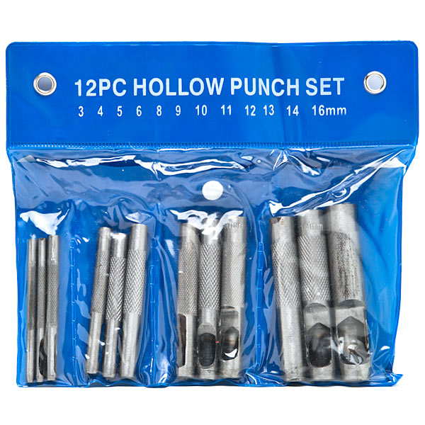 13pc Hollow Metal Leather Punch Set Punches Professional Wood Plastic Gasket