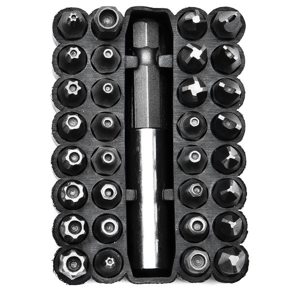 34pc Security Tamper Proof Torq Torx Hex Bit Set Includes 2-1/2" Magnetic Holder