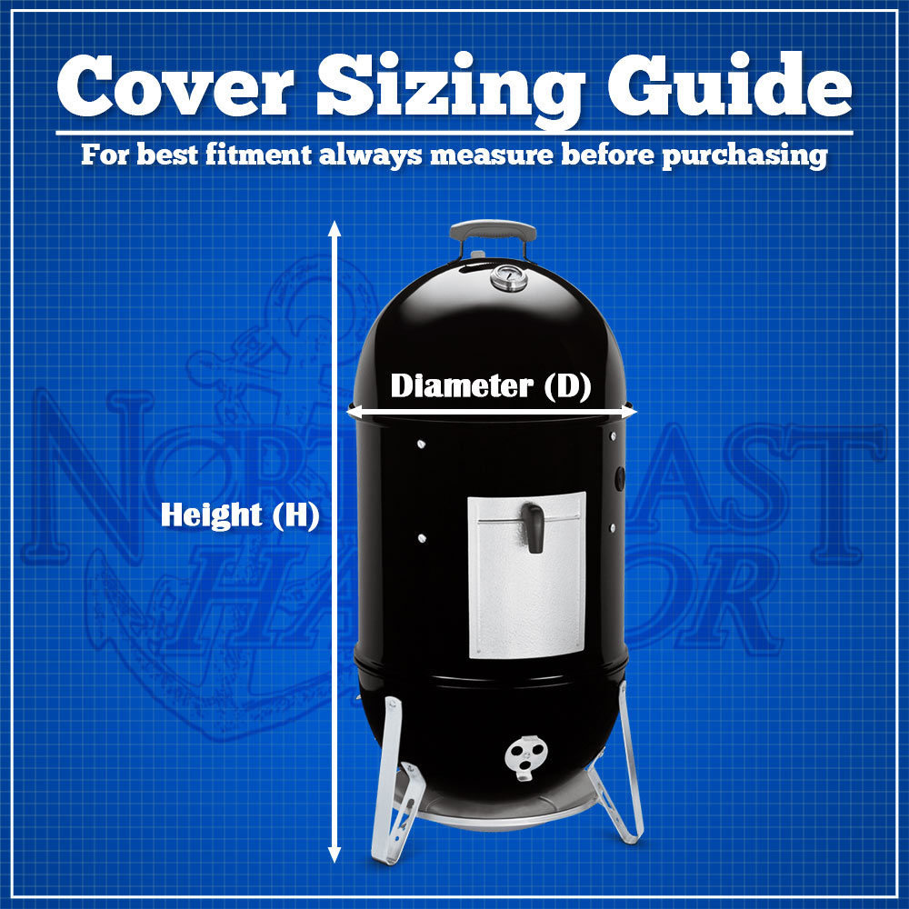 Waterproof Round Electric Smoker Grill Cover - 19"Diameter x 39"H - Black