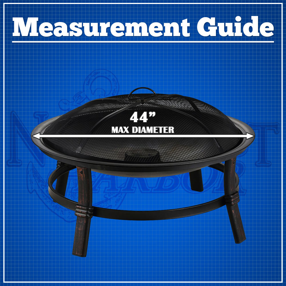 Waterproof Round Fire Pit Cover Outdoor Patio - Fits up to 44" Diameter - Grey