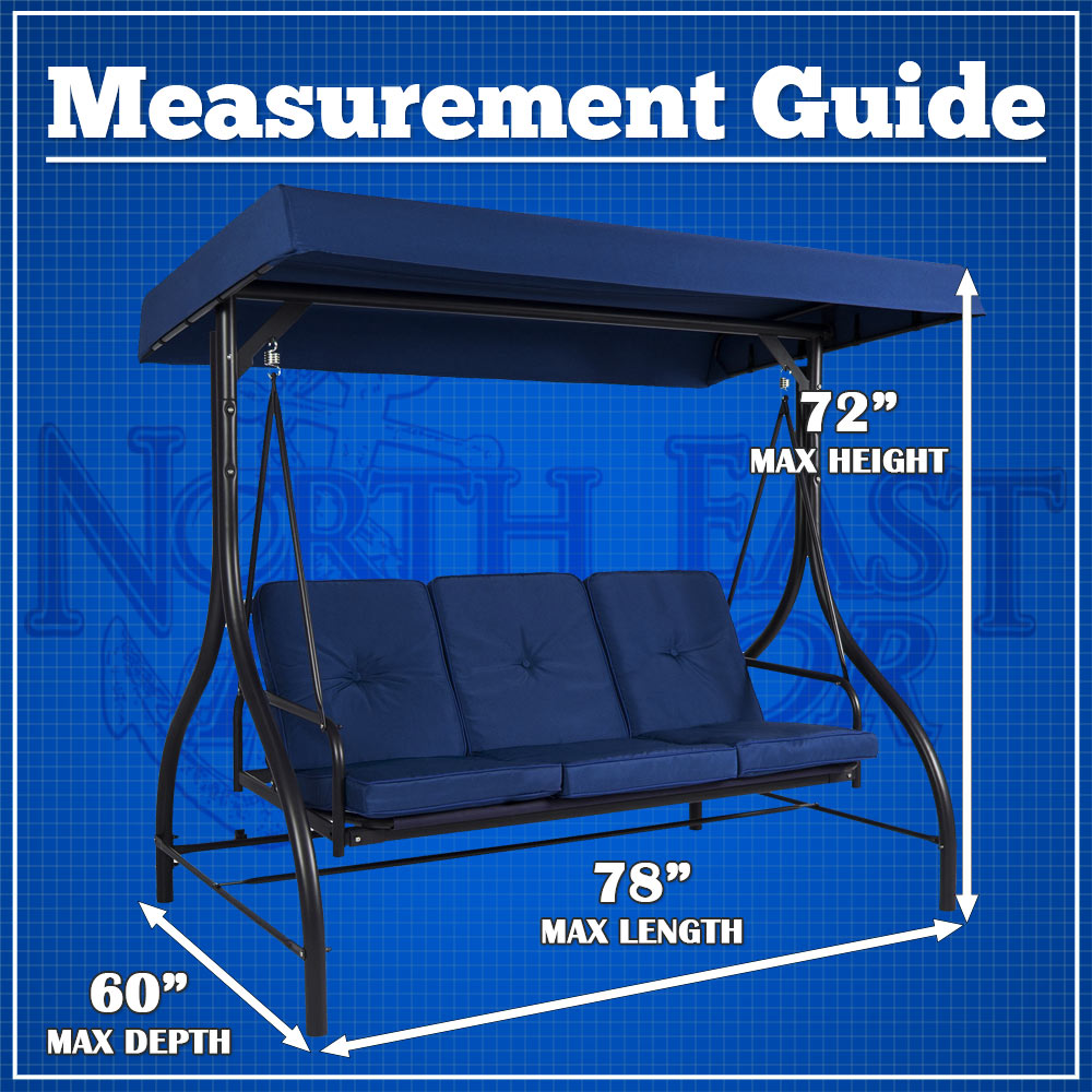 Waterproof Outdoor 2-Seater Canopy Swing Cover - 78"L x 60"W x 56"H - Grey/Black