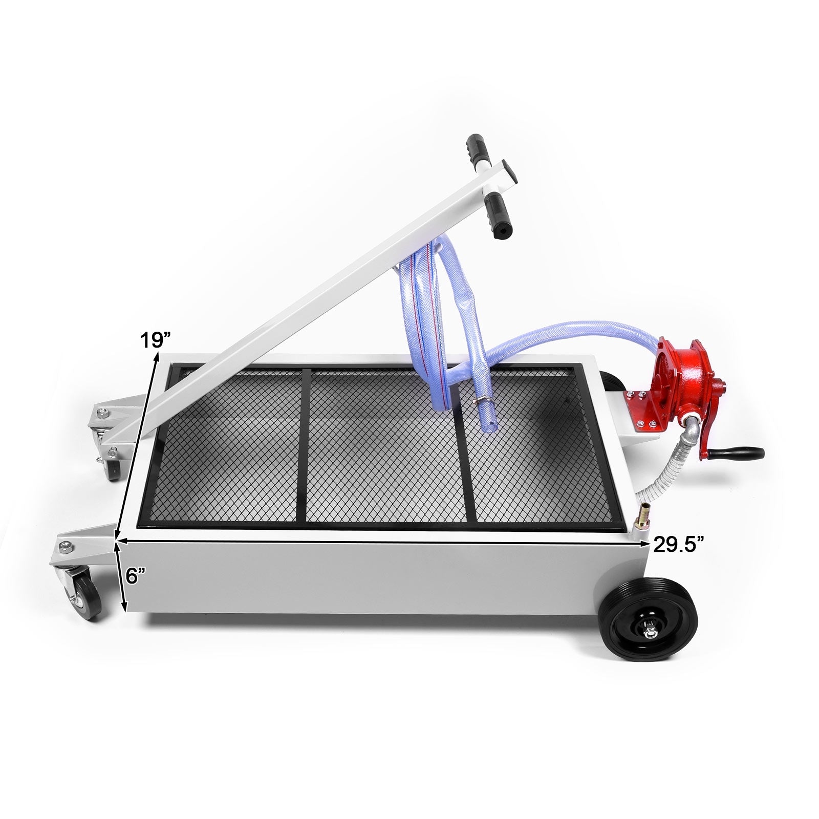 Biltek Portable Oil Drain Pan with Crank Pump 15 Gallon Low Profile Oil Change Pan for Cars, Trucks, SUVs, etc.