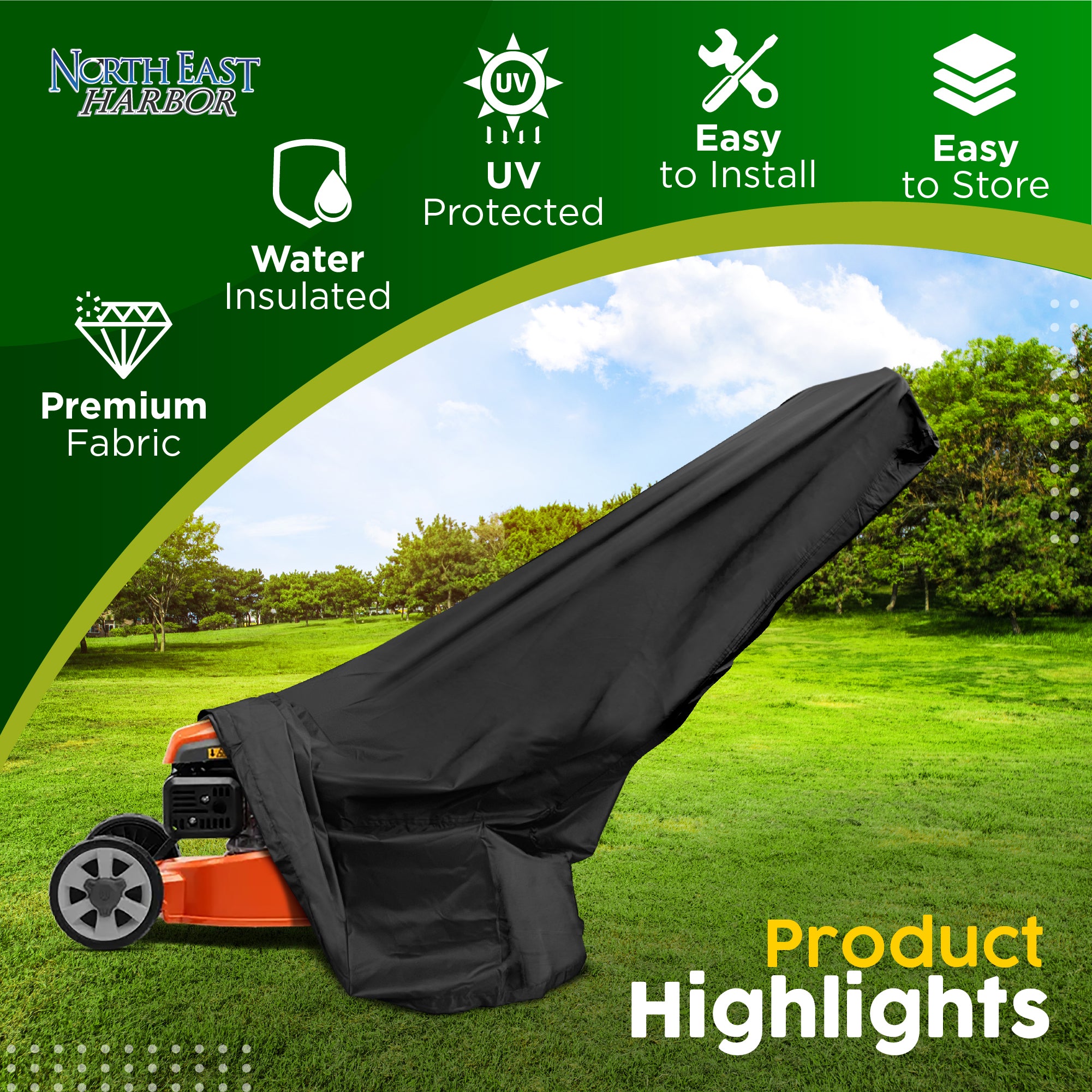 Lawn Mower Cover, Marine Grade 600D, Push Mower Cover, Outdoor Storage Lawn Mower Cover Waterproof Heavy Duty, UV Protection Universal Push Lawn Mower Covers for Outside