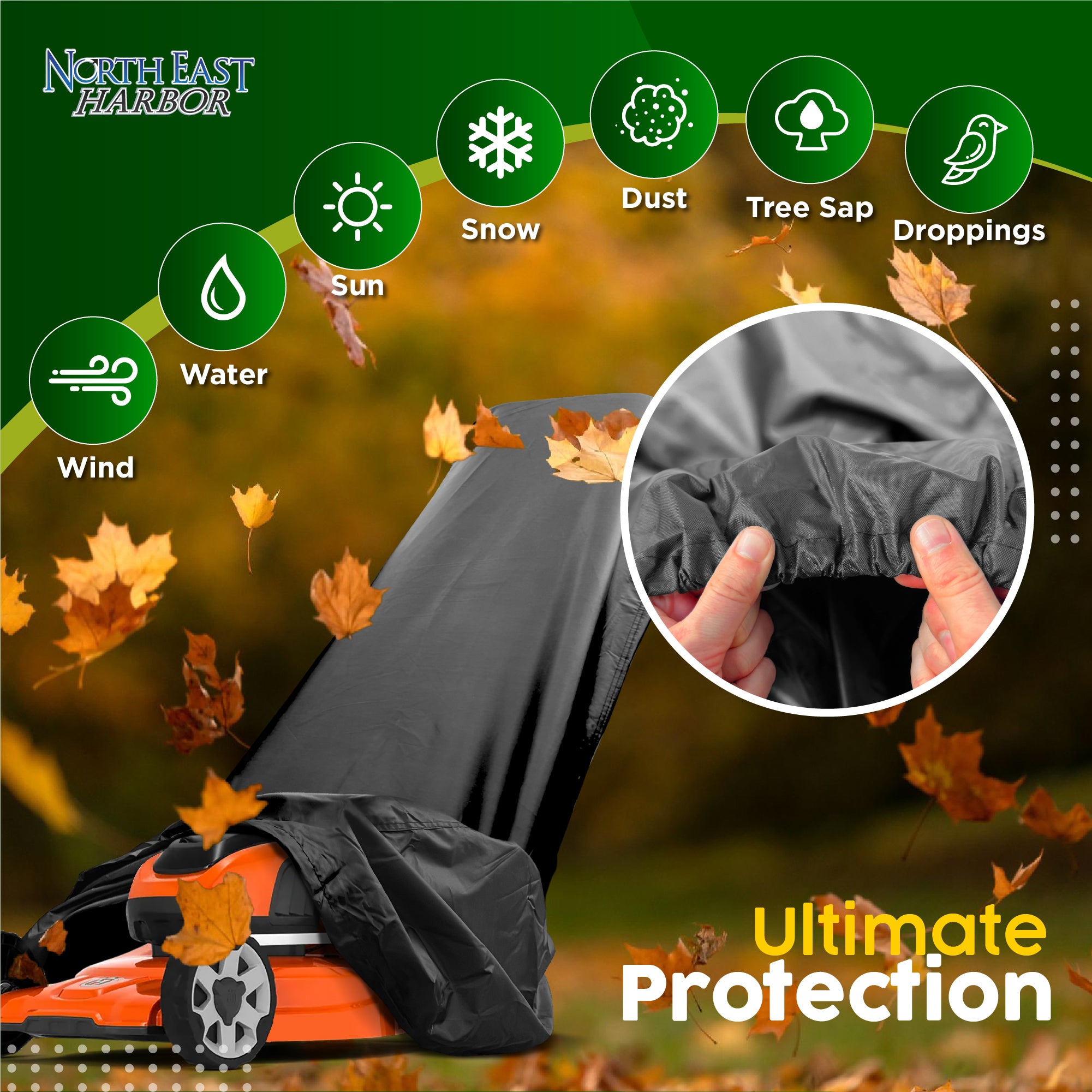 Lawn Mower Cover, Marine Grade 600D, Push Mower Cover, Outdoor Storage Lawn Mower Cover Waterproof Heavy Duty, UV Protection Universal Push Lawn Mower Covers for Outside