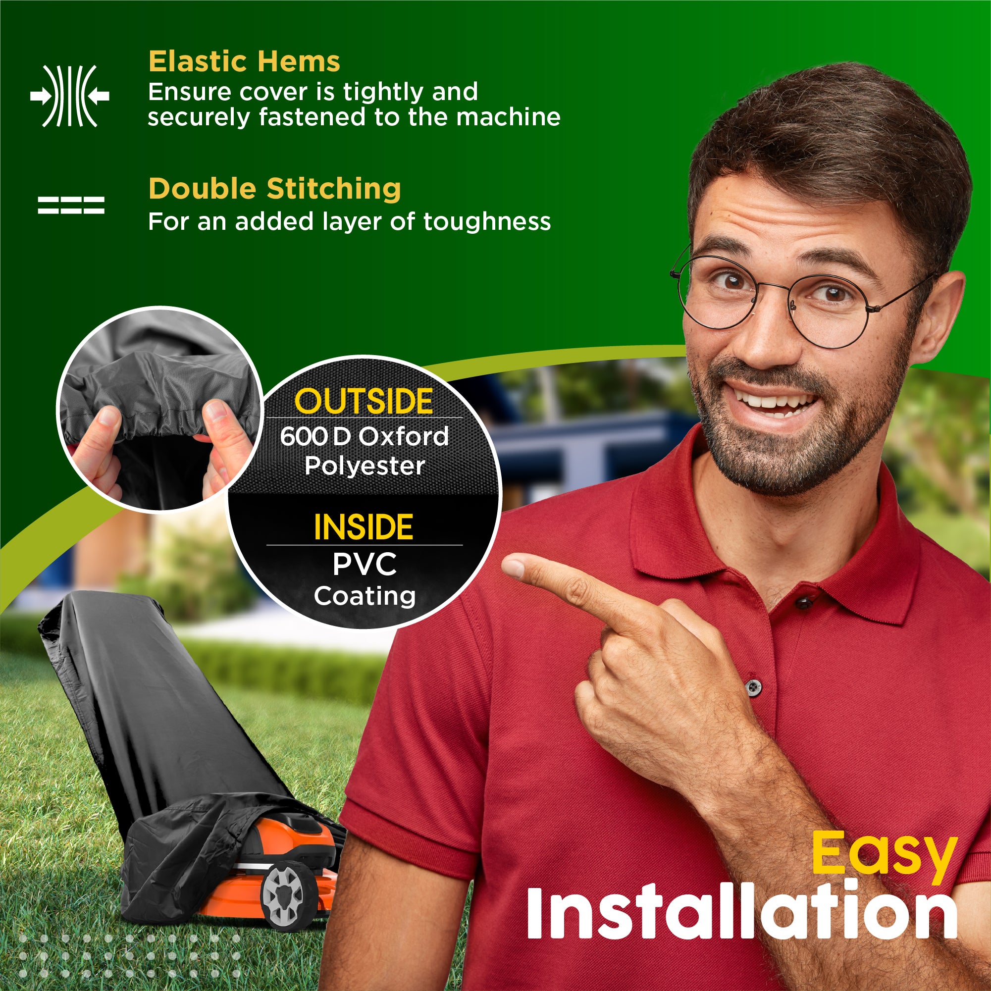 Lawn Mower Cover, Marine Grade 600D, Push Mower Cover, Outdoor Storage Lawn Mower Cover Waterproof Heavy Duty, UV Protection Universal Push Lawn Mower Covers for Outside